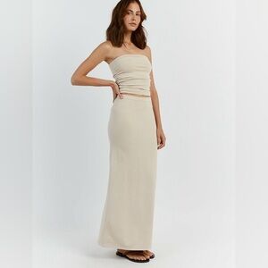 Dissh Carrie stone knit bandeau top and midi skirt set